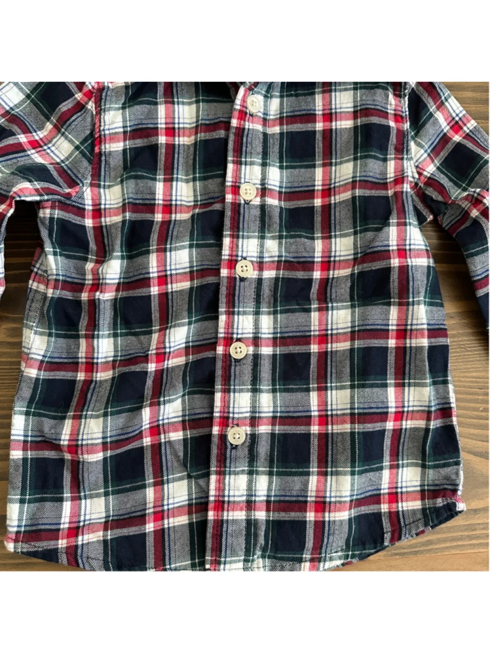 Boys OshKosh B'gosh Plaid Button Down Shirt Size 4 Blue Red Green 100% Cotton